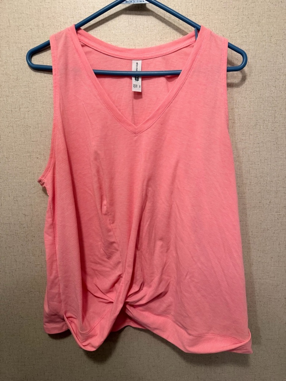 all in motion Pink V-Neck Twist Front Tank Top